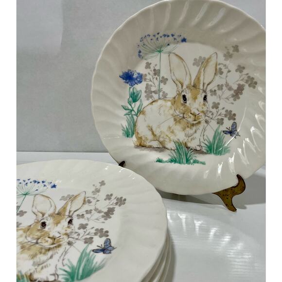 Royal Wessex Set of 6 Bunny Rabbit in Meadow 10" Plates Easter Spring - Picture 1 of 7